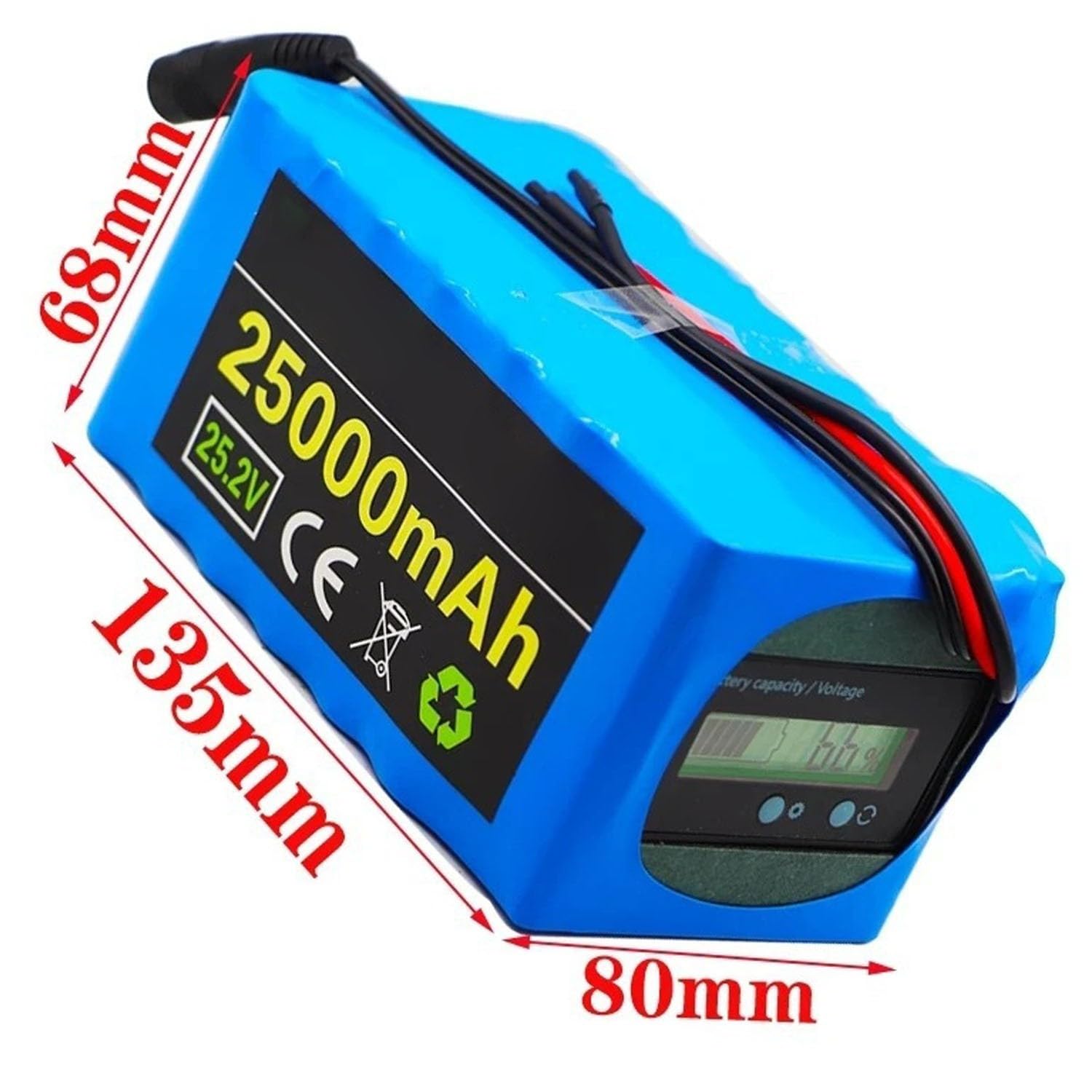 25.2V 25AH E-Bike Akku E-Fahrrad Ersatzakku Mit Ladegerät 6S4P Elektro Scooter Batterie Wasserdichter PVC-Akku Eingebauter BMS Für 50W 250W 350W 500W Motor