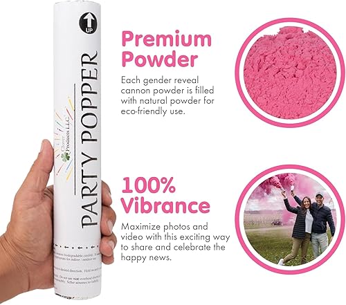 Miniatura 2 de Clover Products - Cañón de polvo prémium para revelación de género, paquete de 4 unidades, incluye 4 rosas, 12 pulgadas, impulsado por aire