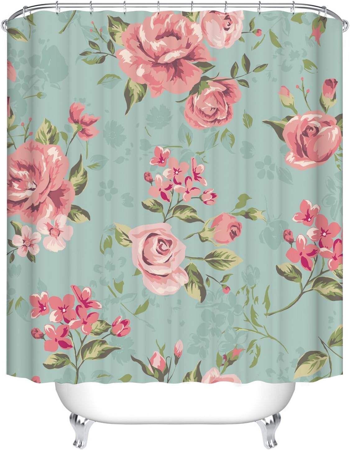 Qilerongrong Waterproof Polyester Fabric Bathroom Shower Curtain, Mildew-Resistant Anti-Bacterial 3D Digital Printing Pattern Shower Curtains with 12 Ring Hooks, 180 x180cm