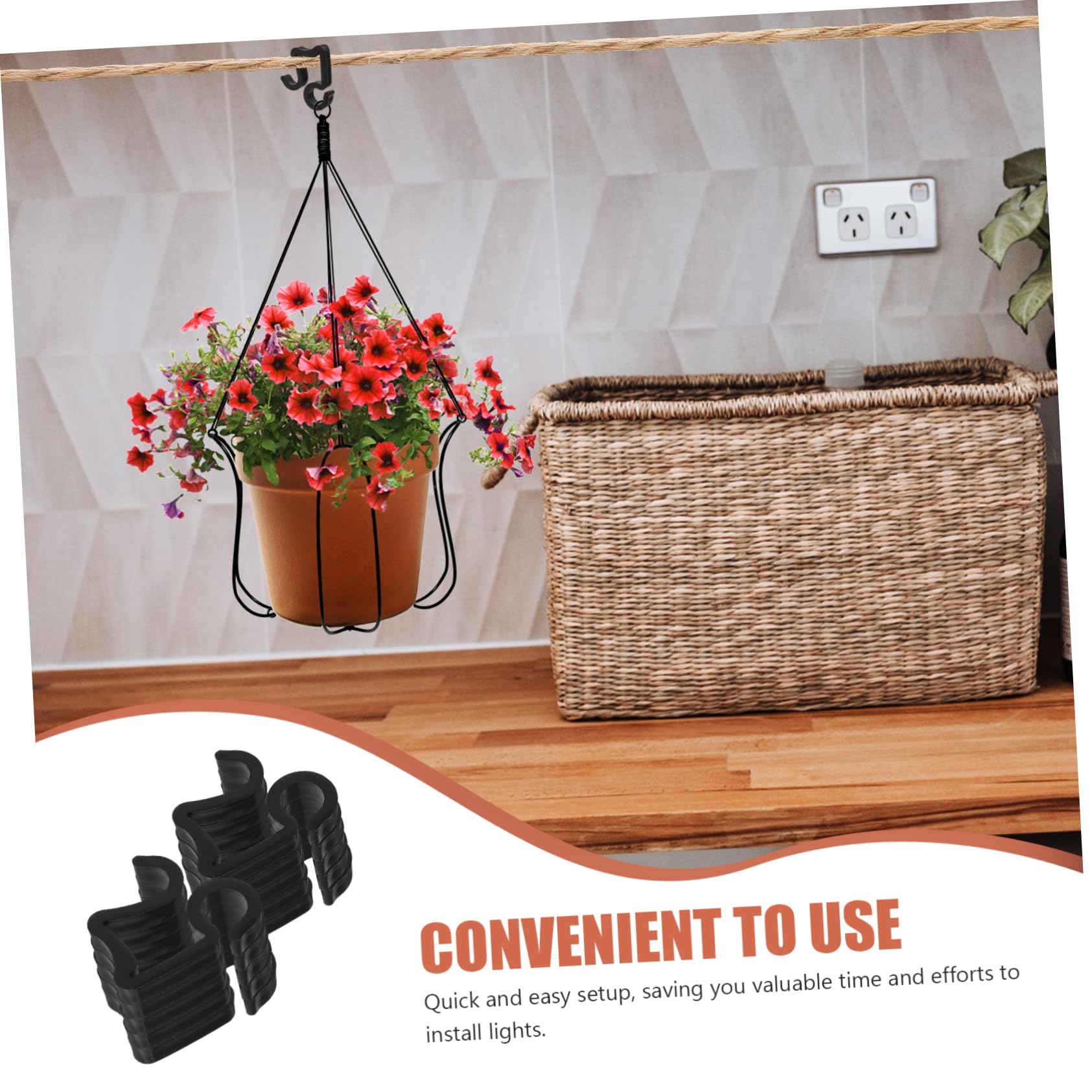 Totority 40pcs Garden Light Clips Durable Weatherproof Hanging Clips for String Lights Easy Installation Gutter Hooks for Outdoor Decor for Gardens and Patios