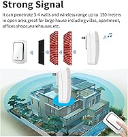 Vista 5 de Timbre inalámbrico autoalimentado para el hogar y la oficina, IP66 impermeable, kit de timbre enchufable sin necesidad de batería, alcance de 500