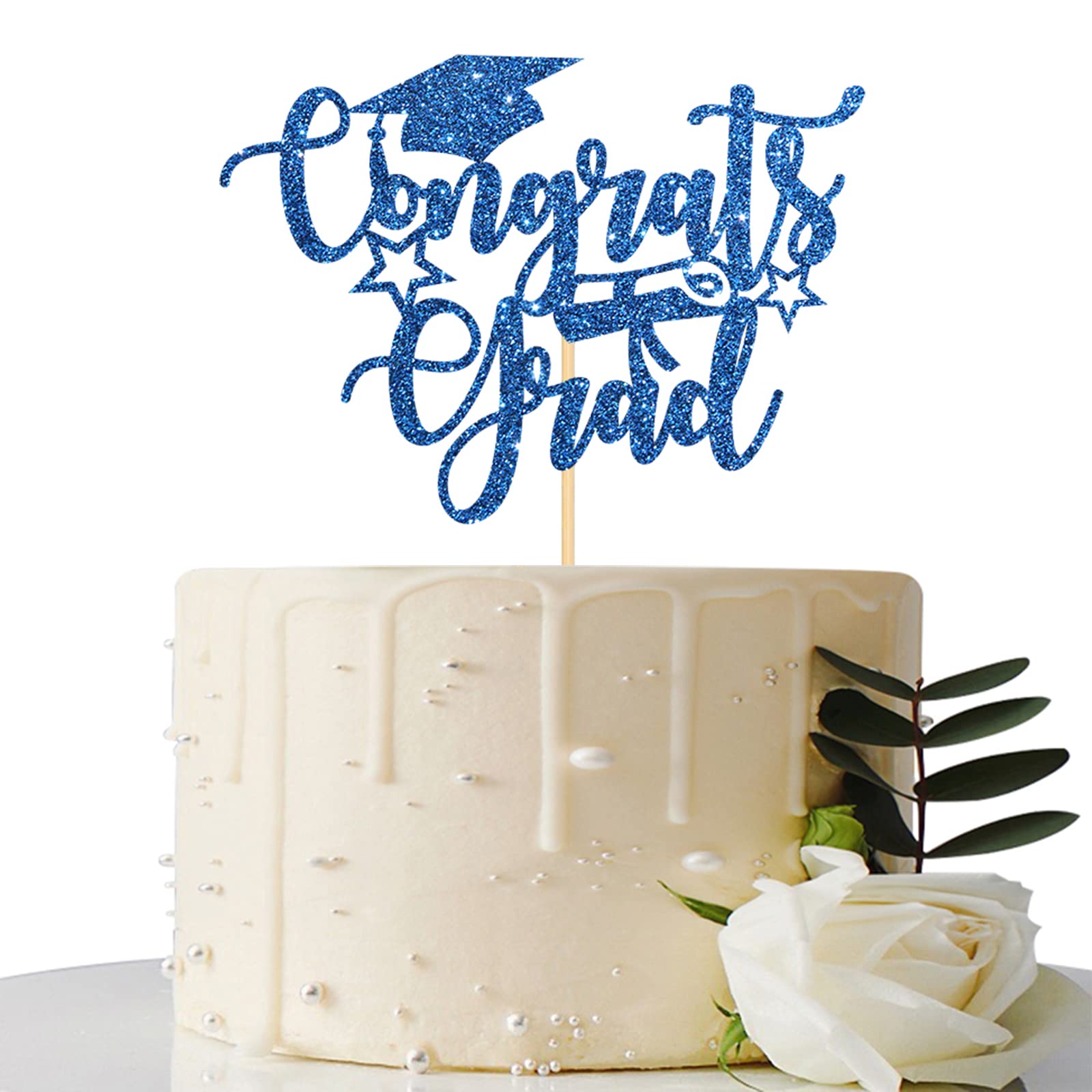 Katchon Glitter Graduation Cake Topper - 6.5 Inch 'Congrats Grad' Gold Decor For Class Of 2024 Parties - View #4