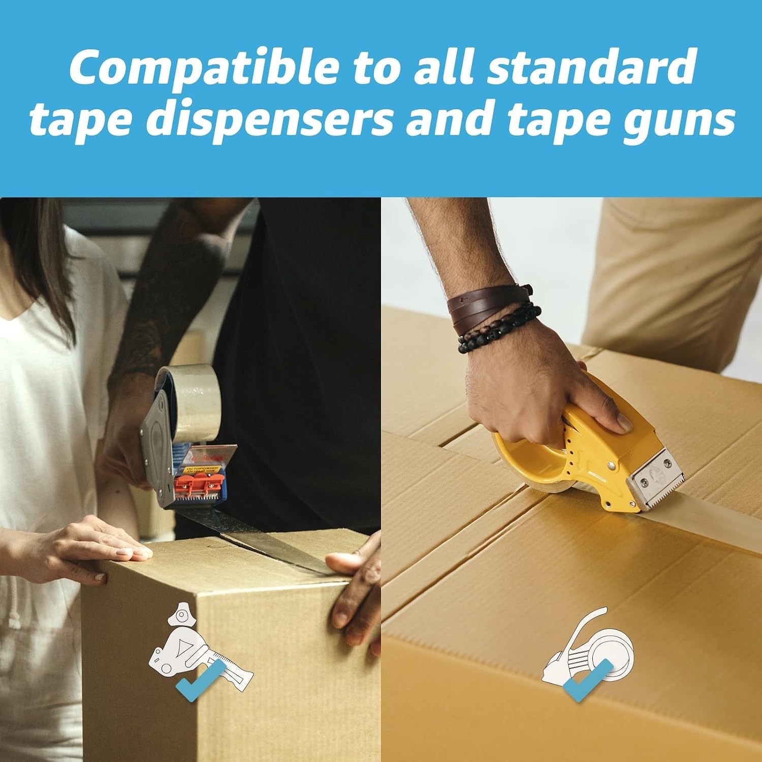 Art3d 6 Rolls Carton Sealing Tape Heavy Duty, Clear Packing Tape, 1.88" x 55 yds, 2 mil Thick, (Pack of 2)