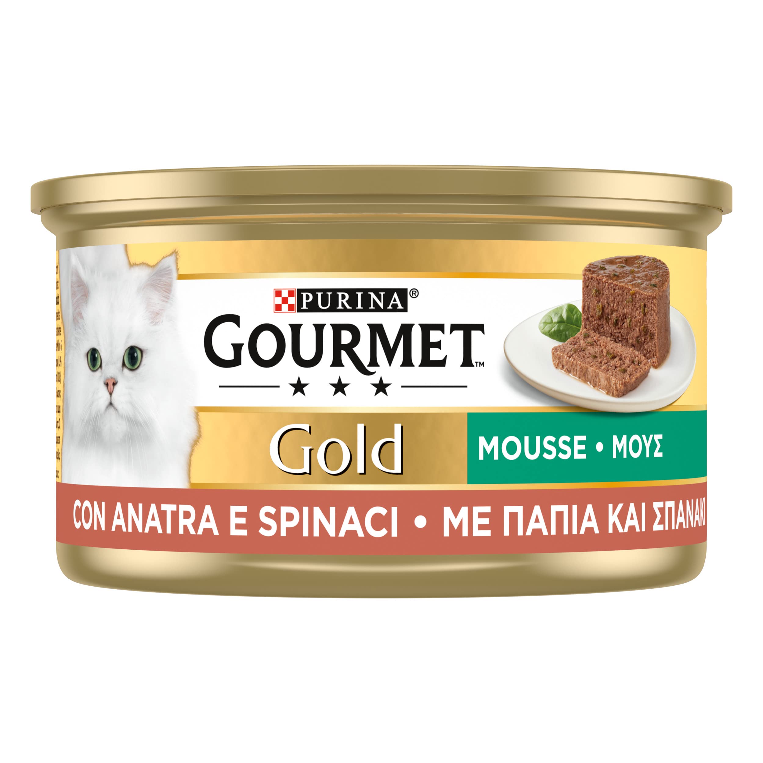 GOURMET Gold Cibo Umido per Gatti Adulti Mousse con Anatra e Spinaci 24 Lattine da 85g