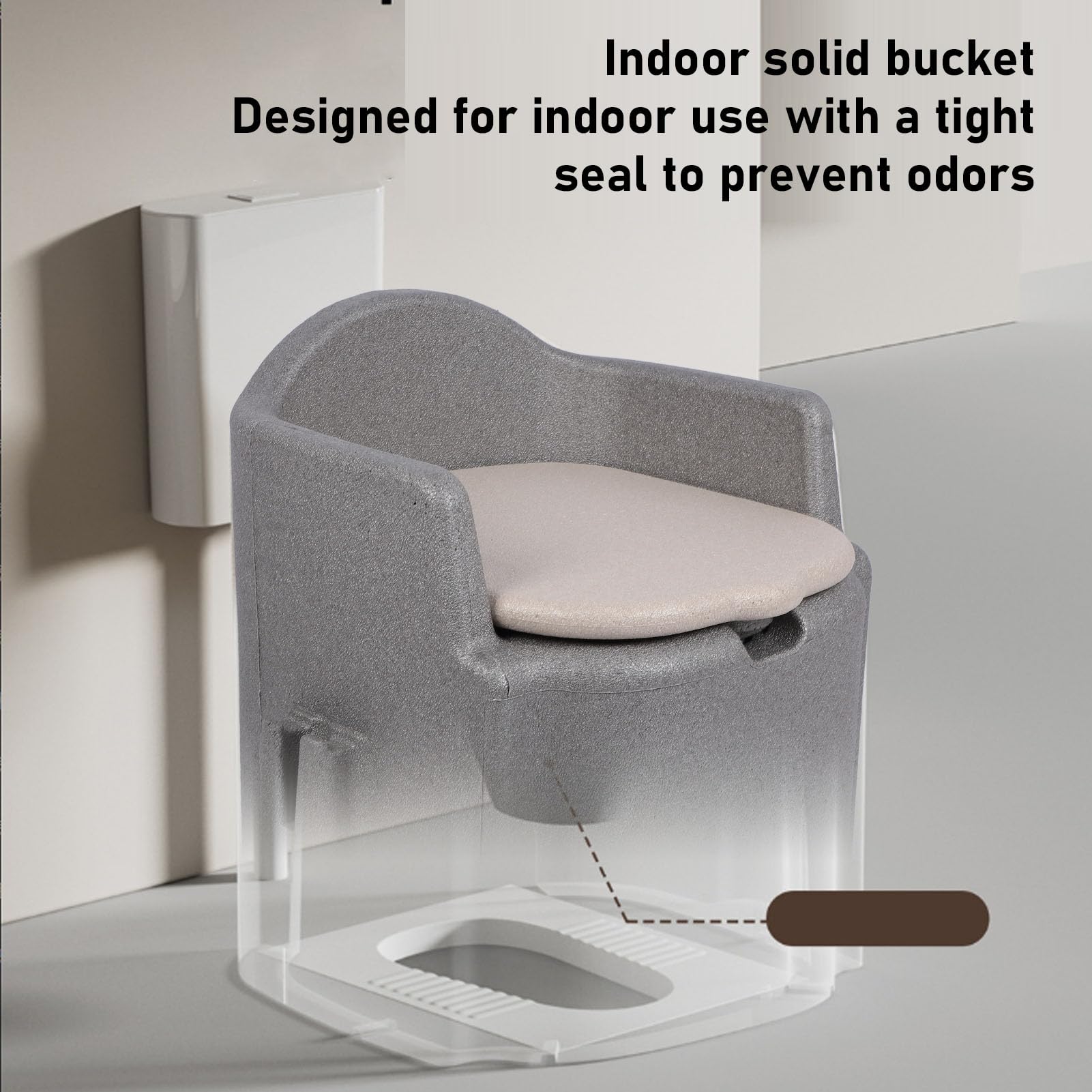 Bedside Commode Chair, Non Slip Shower Chair Adult Potty Chair with Solid Hollow Bucket, Portable Toilet for Adults Elderly Pregnant Women