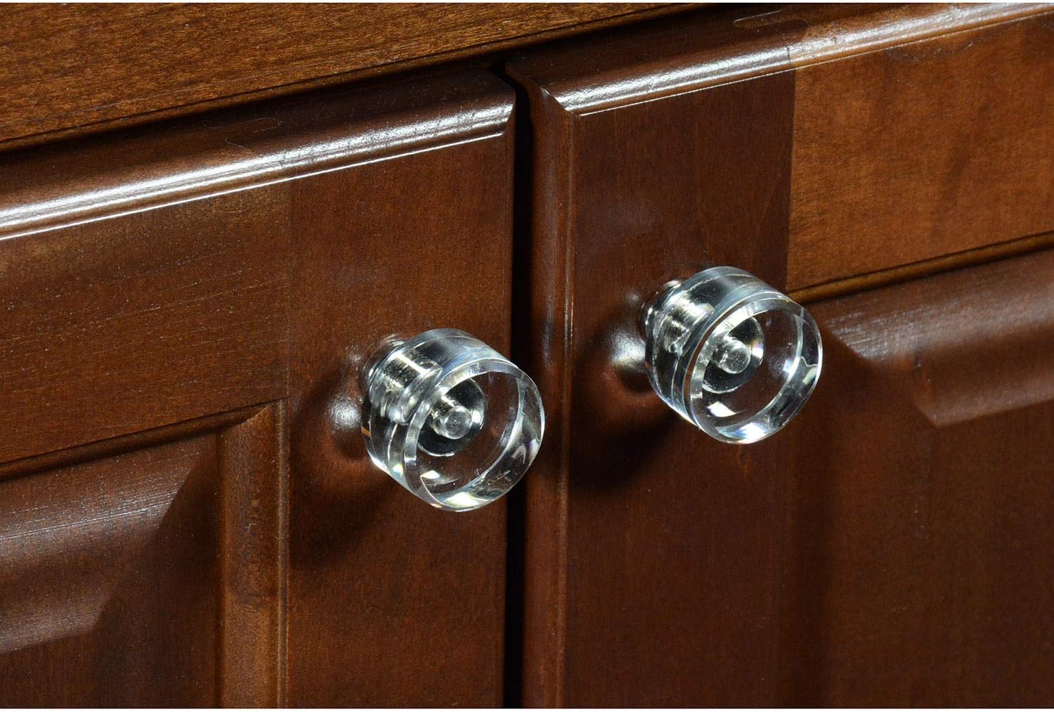 CKP #G-100 Brand Elegance Glass Collection Clear Glass Knob with Polished Nickel Base - 10 Pack