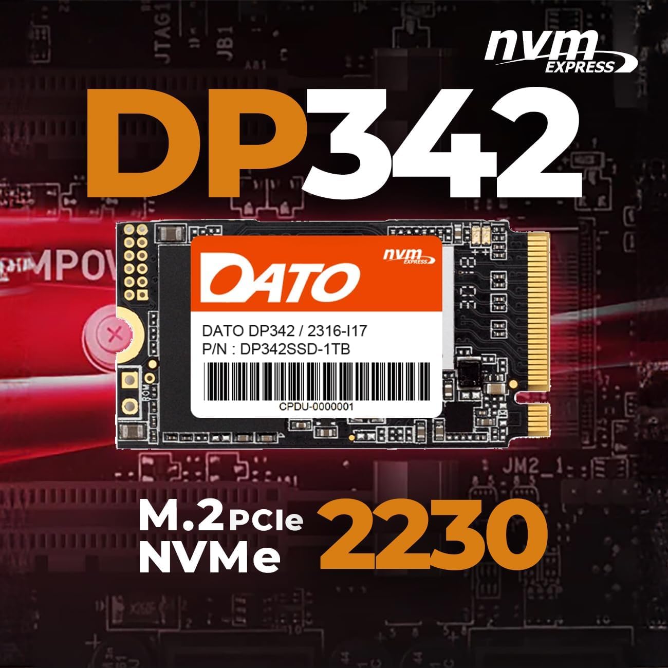 DATO DP342 1TB M.2 2242 PCIe Gen3x4 NVMe 1.3 SSD Internal Solid