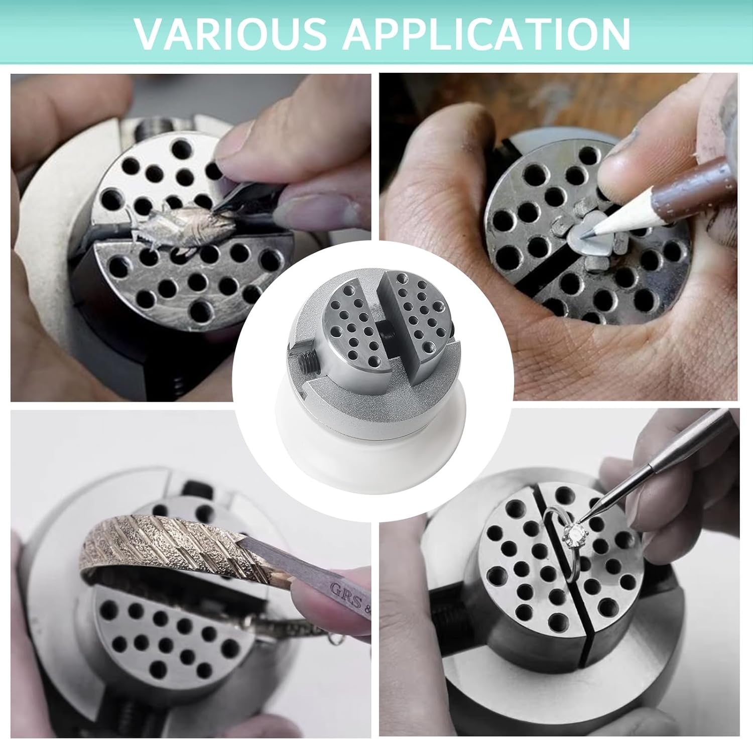 HAADID Ball Vise - 3" Engraving Block Vise 360°Rotation Engraving Setting Tools with Ring Holder Set Jewelry Engraving Tool Jewelry Making Tool