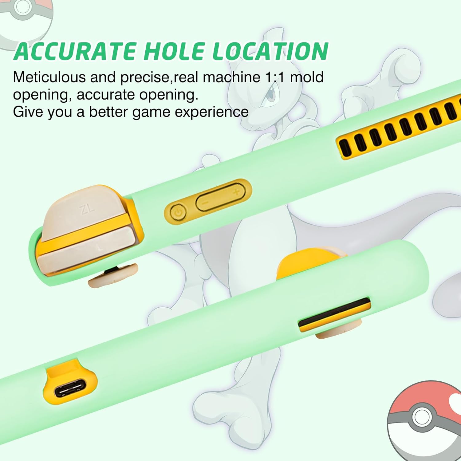 DLseego Case Design for Switch Lite Console 2019, Anti-Slip Shock-Absorption Silicone Protective Soft Carrying Case and Joy Con Controller with 2 PCS Cat Paw Thumb Grips Caps-Green Frogs Animal - Image 5