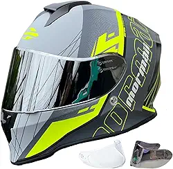 Capacete de Moto Masculino Feminino Mormaii Neon Fosco Fechado Original Viseira Transparente + Espelhada