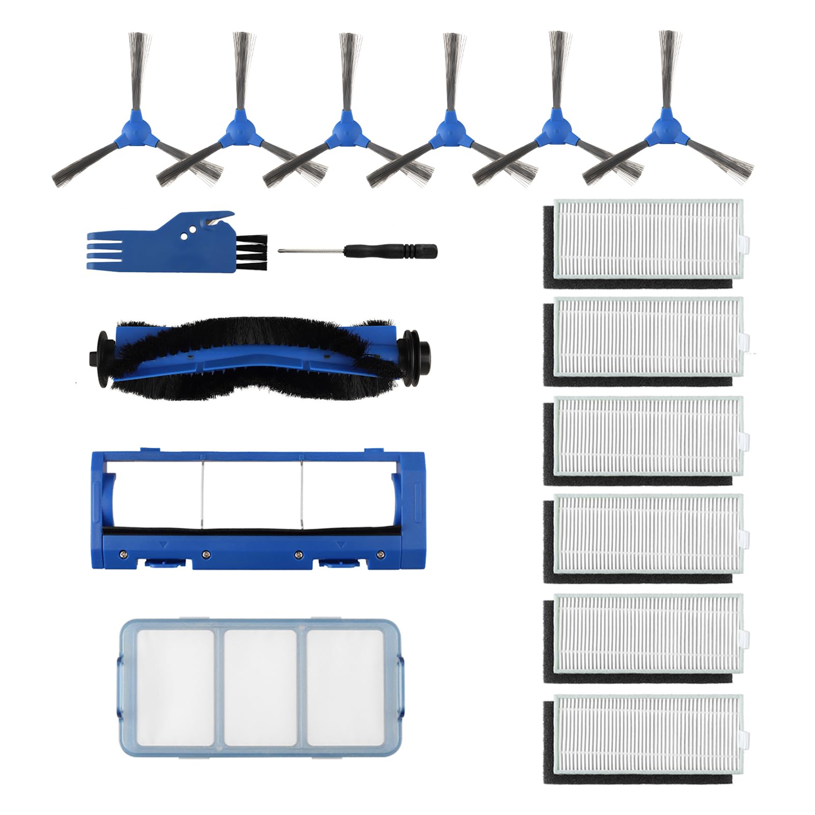 Replacement Parts for eufy robovac 11S, 15C,30, 30C,12, 25C, 35C,15T, Slim Carpet Robotic Vacuums，1 Rolling Brushes, 6 Filter Sets, 6 Side Brushes, 1 Pre Filters, 1 Rolling Brush Guard