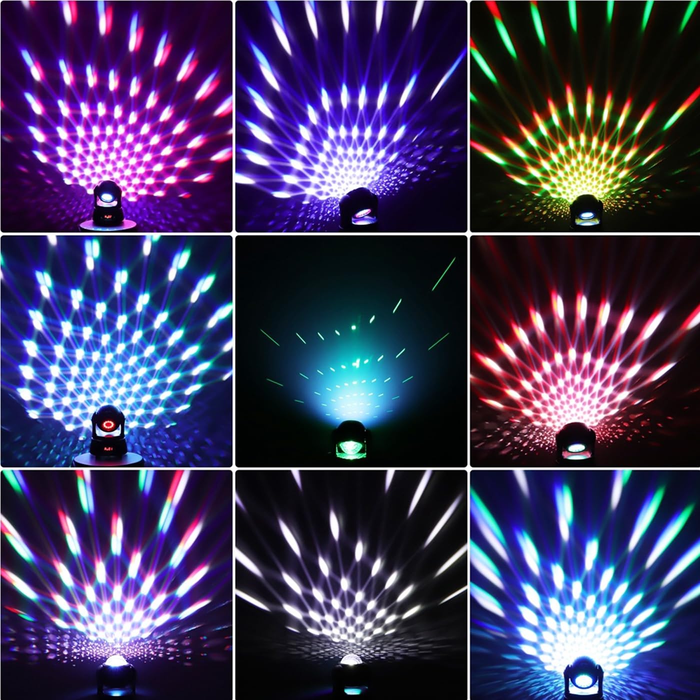 Testa Mobile per DJ, 30W RGBW a Doppia Faccia, con caleidoscopio e Controller DMX, attivata dal Suono, luci da Discoteca per Interni (1 Pezzo)
