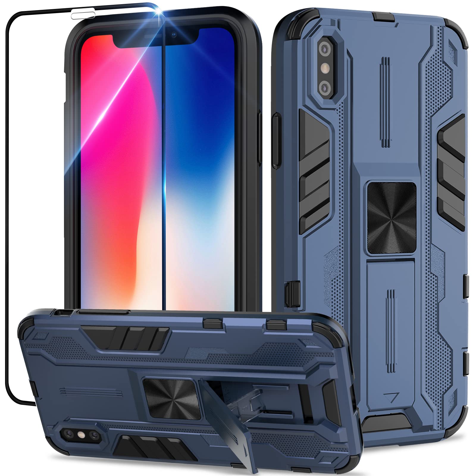 Btstring Coque pour iPhone 15 avec Verre Trempé, Outdoor Antichoc de