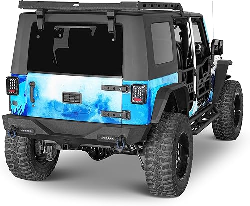 Miniatura 4 de u-Box Wrangler JK - Juego de parachoques delantero y trasero con placa de cabrestante y receptor de enganche y luces LED para Jeep Wrangler JK
