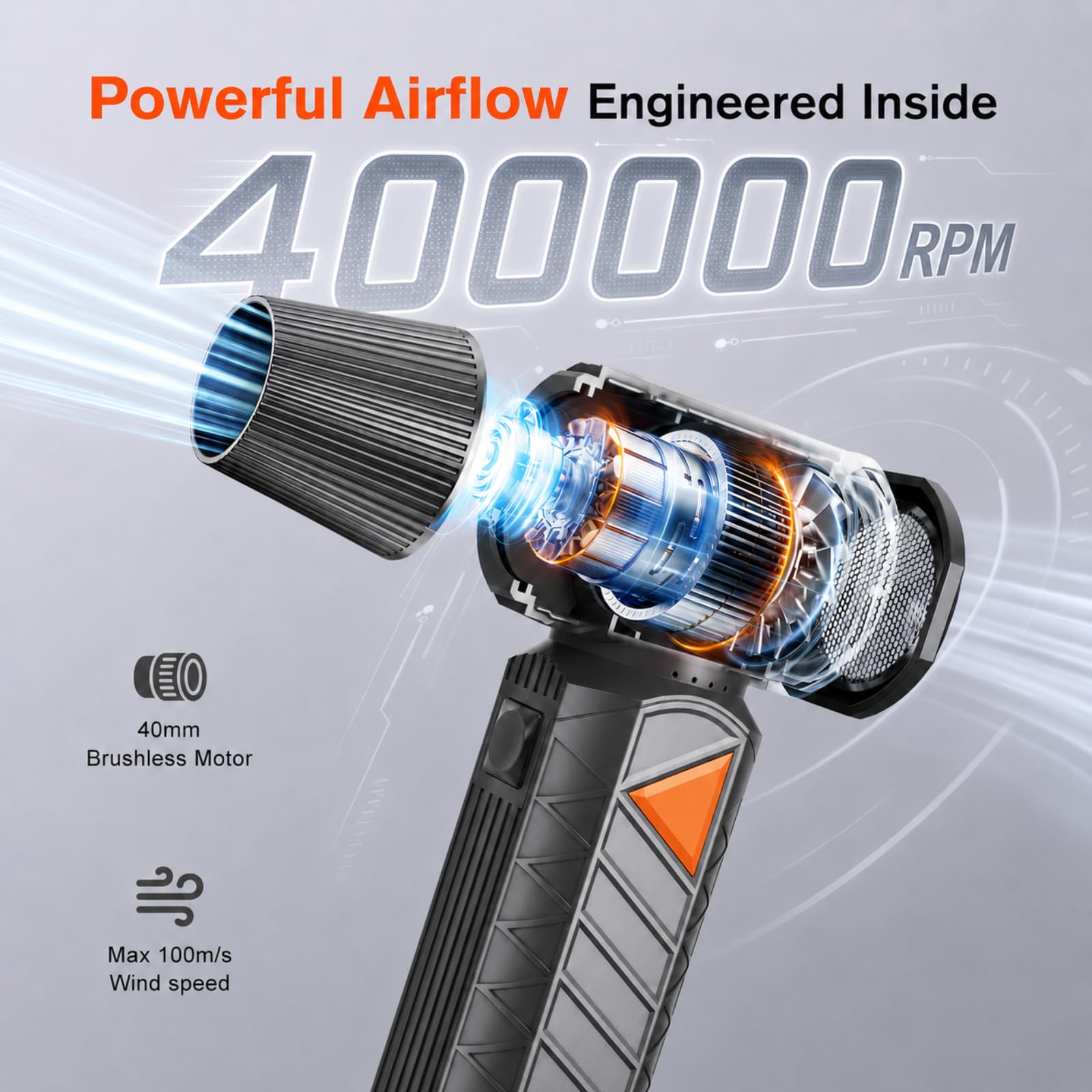 WHATOOK W02 Pro Souffleur Air Comprimé, 400000 TR/Min 100m/s Dépoussiérants Puissants électrique avec Batterie 12000mAh, Mini Souffleur avec Réglage de Puissance 0-100% pour PC, Clavier, Voiture