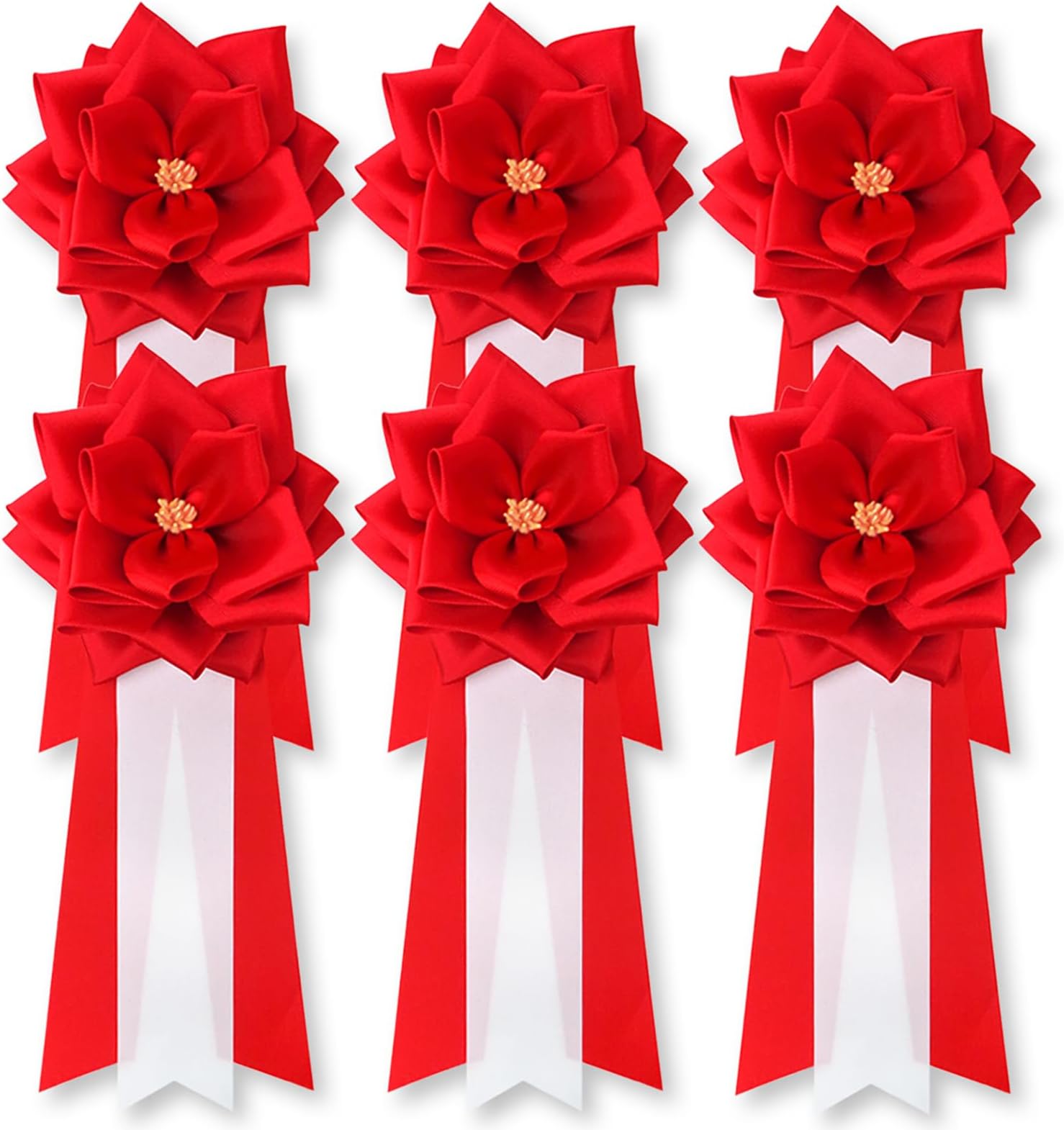 Amazon YONEOKA RIBBON リボン記章 (胸章 徽章) 小リボンバラ タレ付き 5個セット (赤) リボン・テープ