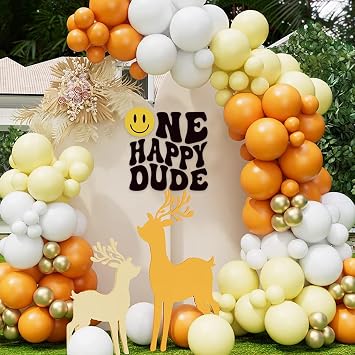 One Happy Dude Decal - 1st Birthday Peel & Stick Decorations - Boy Smileface Stickers for Party Balloon Arch, Baby Shower Decor