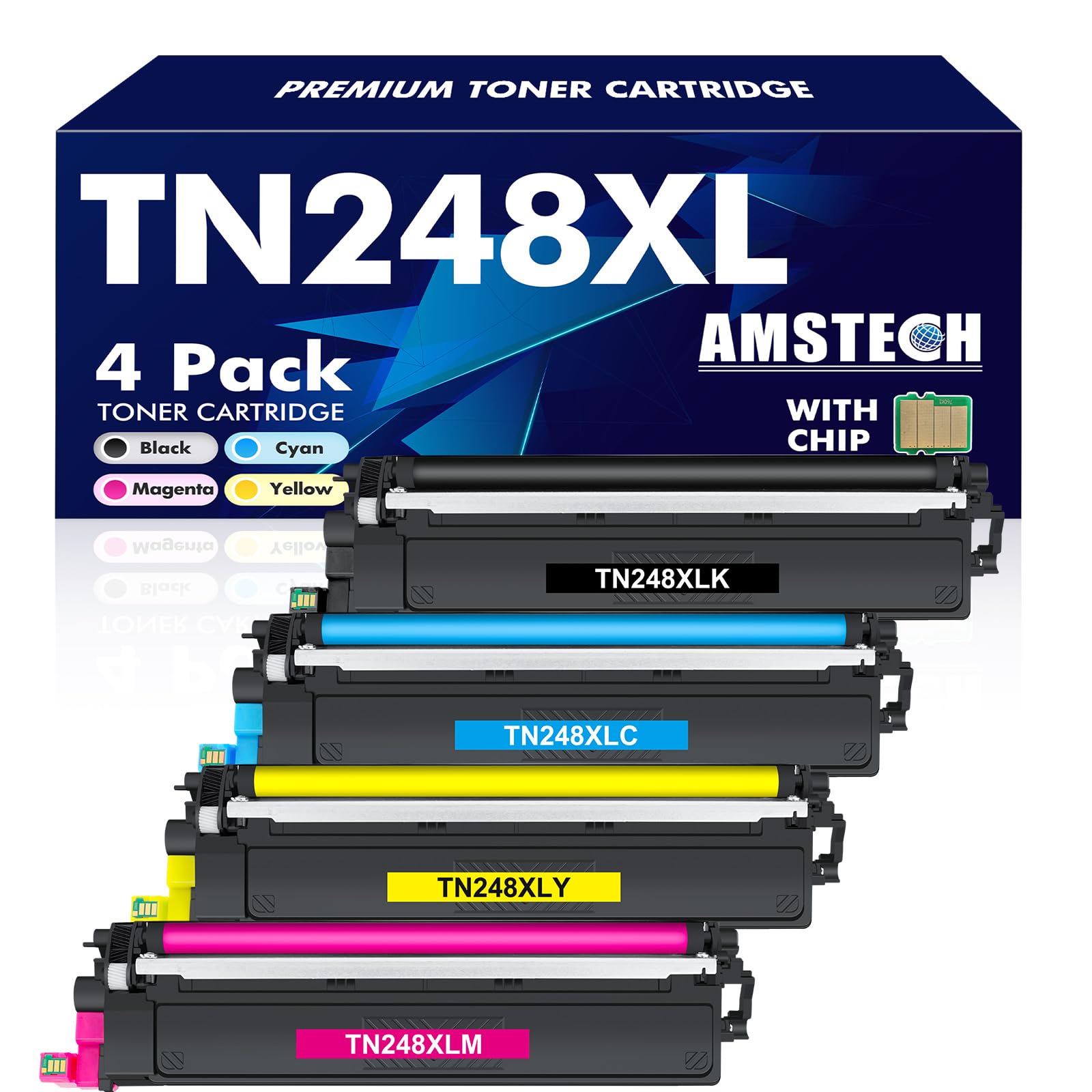 TN248 TN248XL DCP-L3560CDW MFC-L3760CDW Toner: Compatible pour Brother TN-248XL TN-248 TN 248XL 248 MFC-L8390CDW HL-L3240CDW DCP-L3520CDWE MFC-L8340CDW HL-L8240CDW TN-248VAL TN-248CMYK