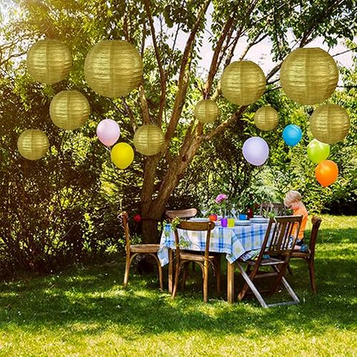 Miniatura 154 de BEISHIDA Faroles de papel redondos amarillos de 12 pulgadas, decorativos, colgantes, asiáticos, chinos, japoneses, lámpara para cumpleaños