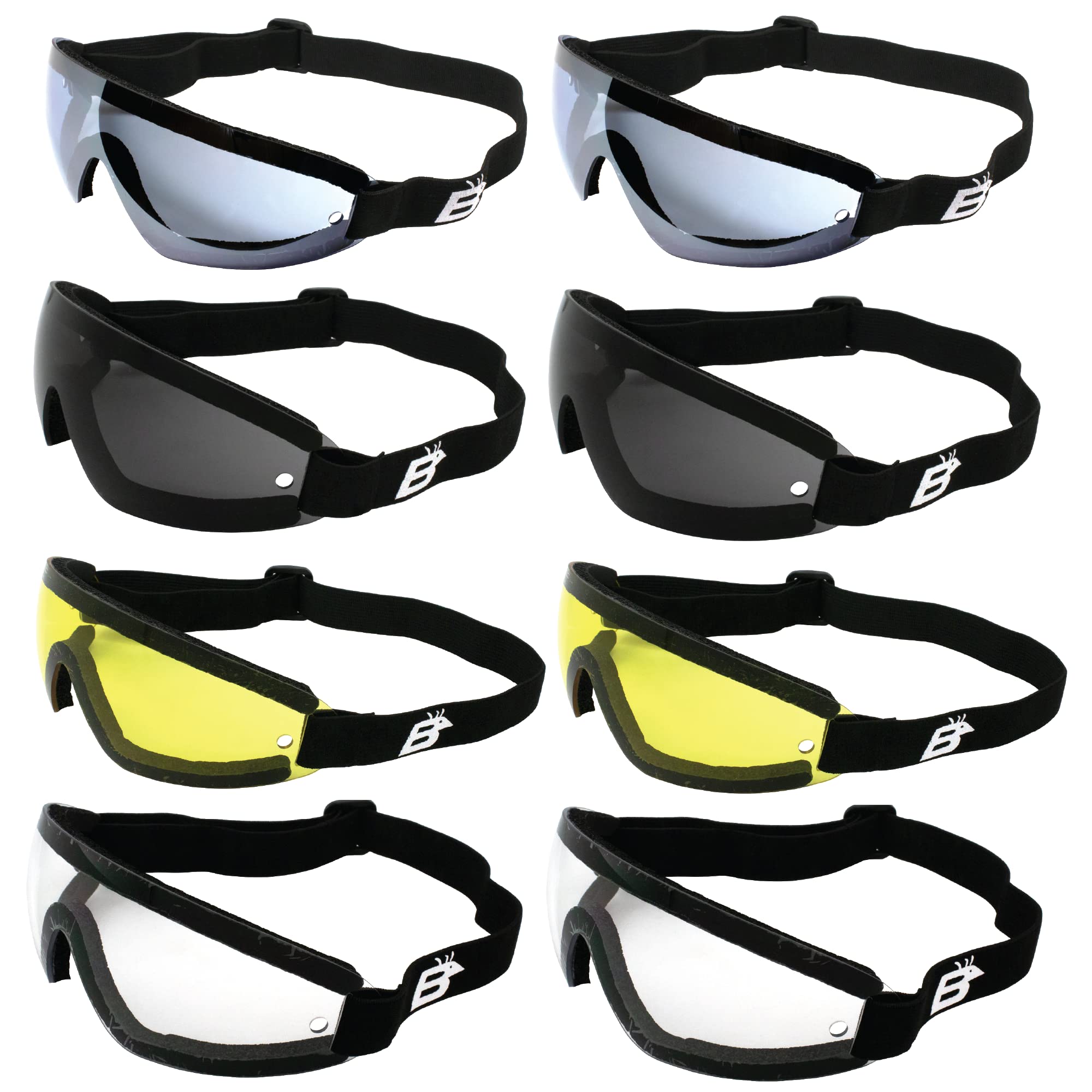Birdz Eyewear 8 Skydive Sky Diving Goggles Clear Smoked Blue and Yellow