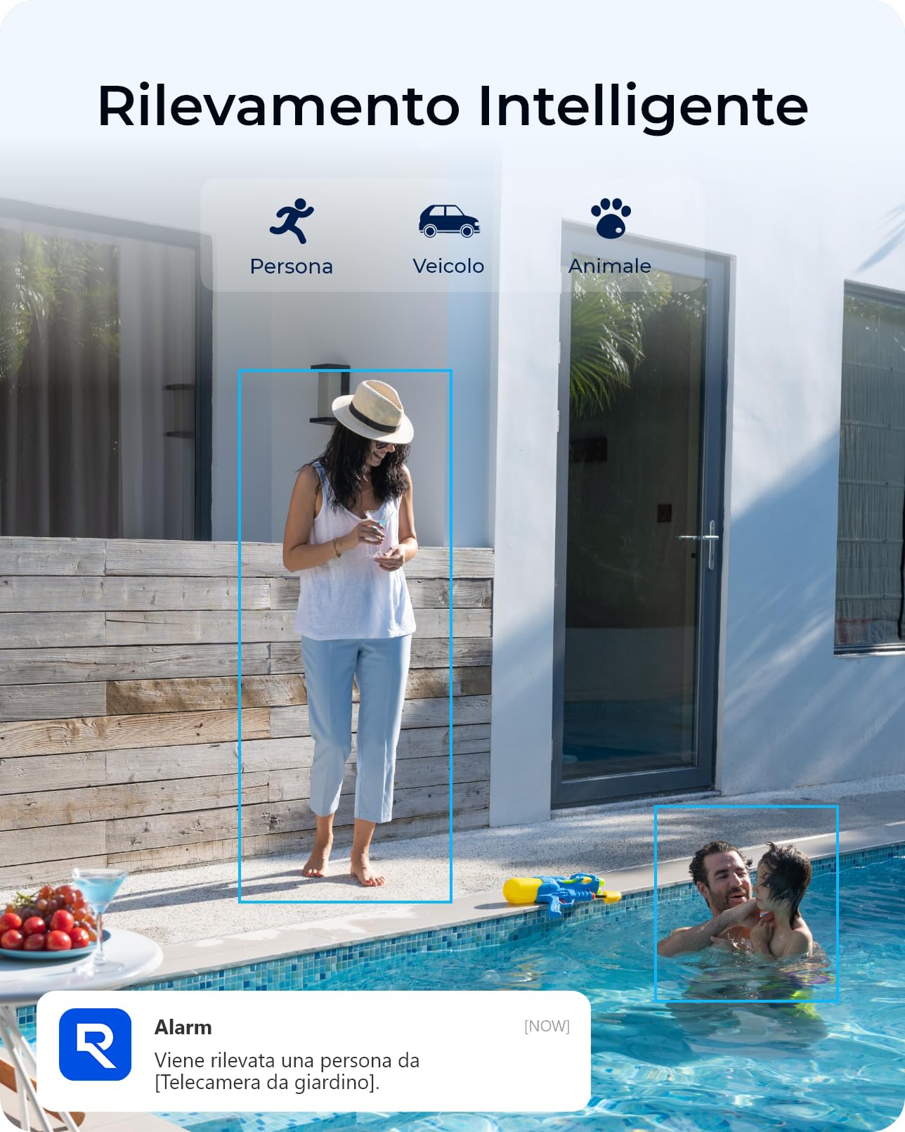 Reolink 4K Telecamera WiFi Esterno Senza Fili, 8MP Telecamera Batteria/Solare con Visione Notturna a Colori, Rilevamento Smart, Allarme, Impermeabile, microSD/Cloud, Argus Eco Ultra+Pannello Solare