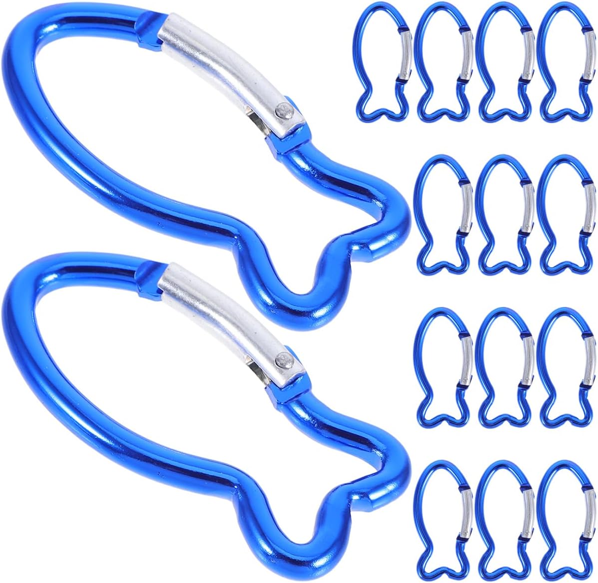 INOOMP 15 Pcs Fish Shape Carabiner Clips Outdoor Snap Buckles Compact Lightweight Keychain Hooks for Camping Hiking Travel