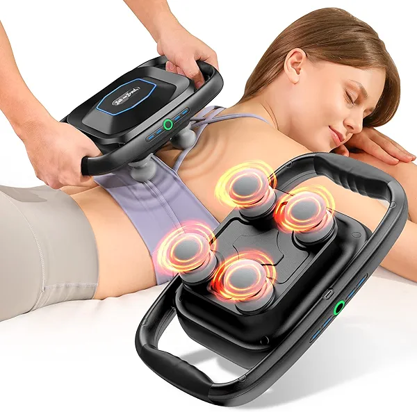 BOB AND BRAD A1 4-Head Massage Gun Deep Tissue, FSA Eligible/HSA Eligible, 4X Pain Relief Efficiency, Replaceable Massager Heads & Plate, Electric Percussion Massage Gun Tool for Back, Leg, 