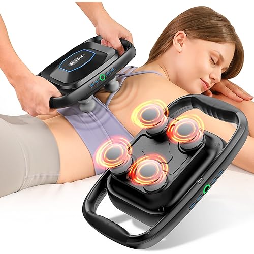 BOB AND BRAD A1 4-Head Massage Gun Deep Tissue, FSA HSA Eligible, 4X Pain Relief Efficiency, Replaceable Massager Heads & Plate, Electric Percussion Massage Gun Tool for Back, Leg, Muscle, Athletes