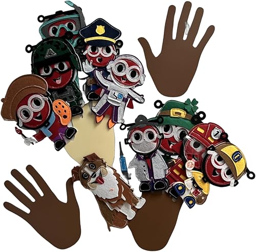 Miniatura 9 de Ahvian The Creative Títeres de dedo con temática de carrera (juego de 10 piezas) Militar, Bombero, Policía, Deportes, Astronauta, Doctor, Buceo,