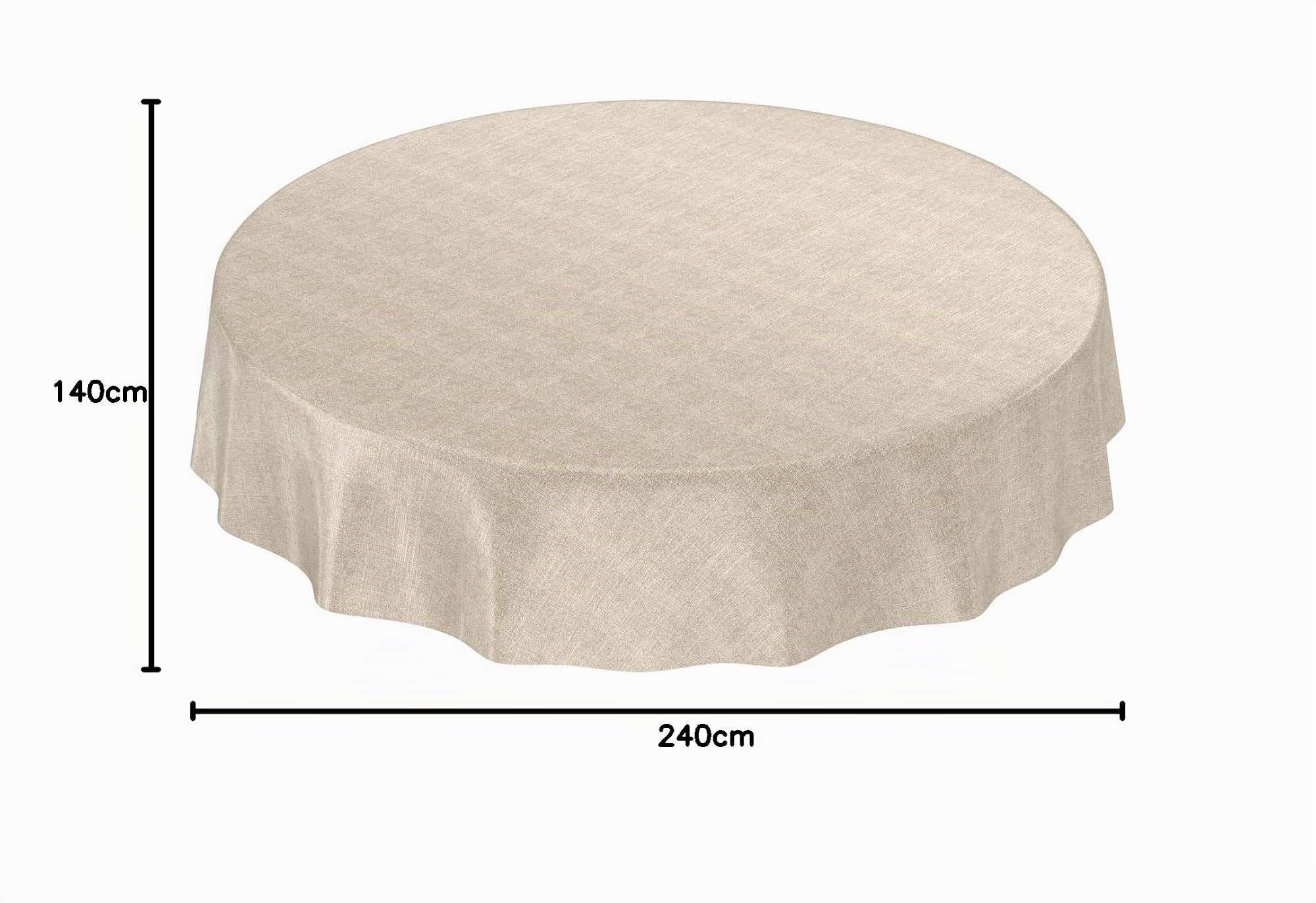 ANRO - Tovaglia cerata, lavabile, effetto lino, ovale, 240 x 140 cm, 140 x 240 cm, colore: beige