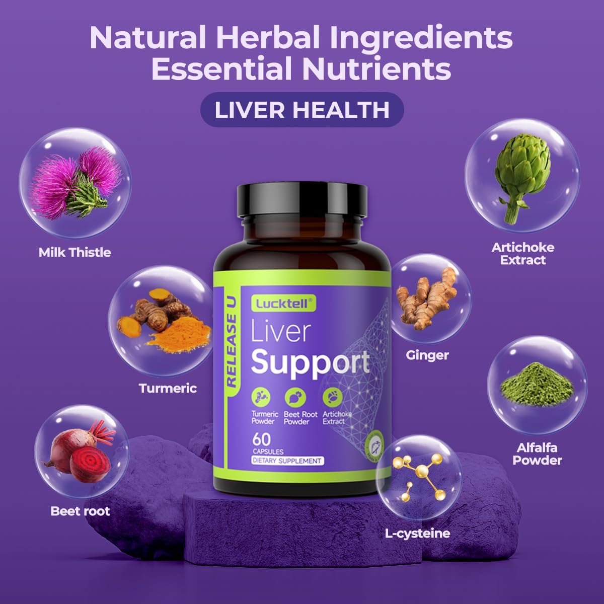 Liver Support Supplement – Liver Cleanse Detox & Repair with Milk Thistle, Turmeric, Dandelion & Artichoke Support | 7-in-1 Herbal Formula Protect Liver | 60 Capsules, 30-Day Supply, Made in USA