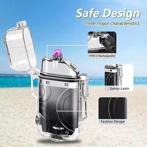 Miniatura 4 de SKRFIRE Arc Plasma Electric Lighter USB Rechargeable Windproof Lighter Cool Lighters Waterproof with LED Flashlight and Whistle for Camping Travel