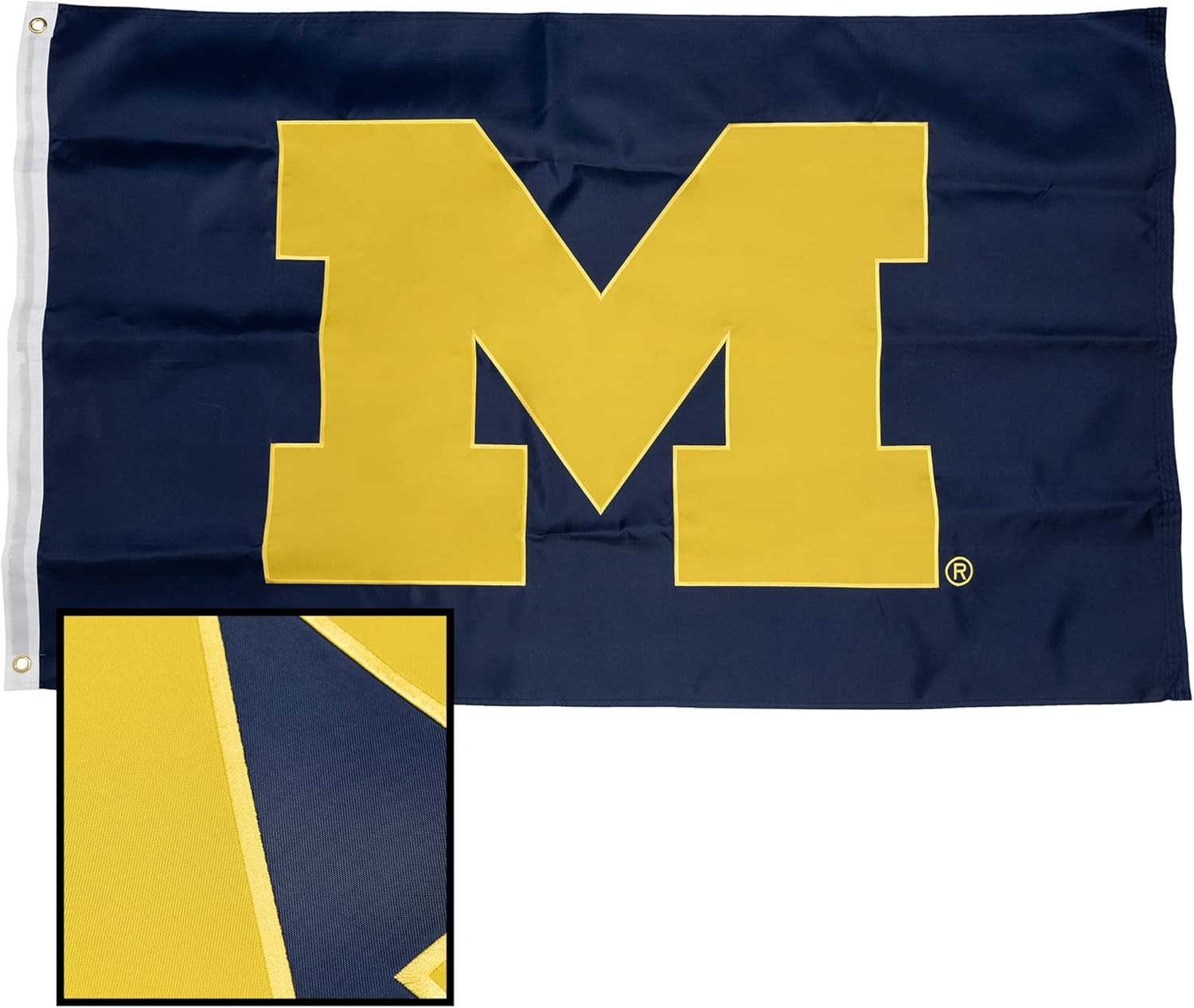 Desert Cactus University of Michigan Flag – 3x5 Ft Embroidered Nylon Banner for Indoor/Outdoor Use, Wolverines Design, for Events and Home Décor (Embroidered 1)