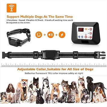 Wireless Dog Fence Pet Safe Containment System,Outdoor Dog Electric Boundary Container System,with Waterproof & Rechargeable Dog Training Collar,Adjustable Control Range 100-990ft,Harmless for Dogs,fo