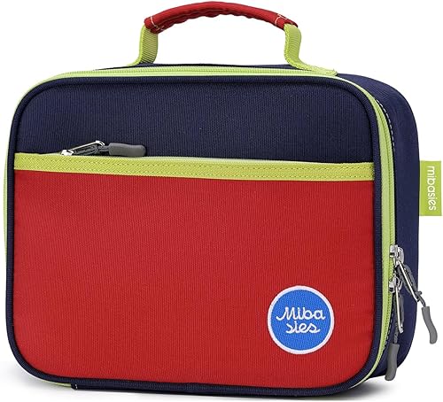 mibasies Lonchera para niños y niñas, lonchera aislada para viajes escolares, color azul y naranja disponible en Yaxa Peru