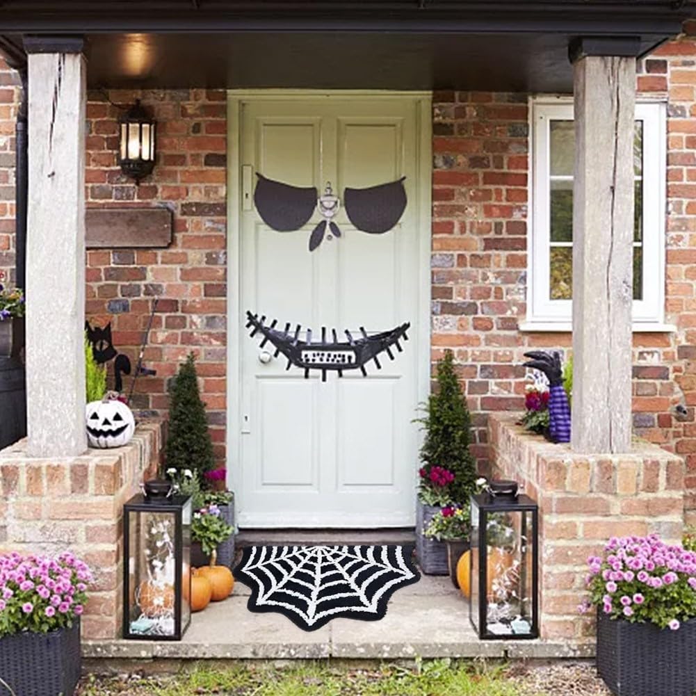 Estmy Tapis Gothique D'intérieur En Peluche Motif Toile D'araignée 61 X 91 Cm U2013 Tapis De Salle De Bain Antidérapant Et Lavable Pour Porte D'entrée, Porche, Paillasson D'intérieur