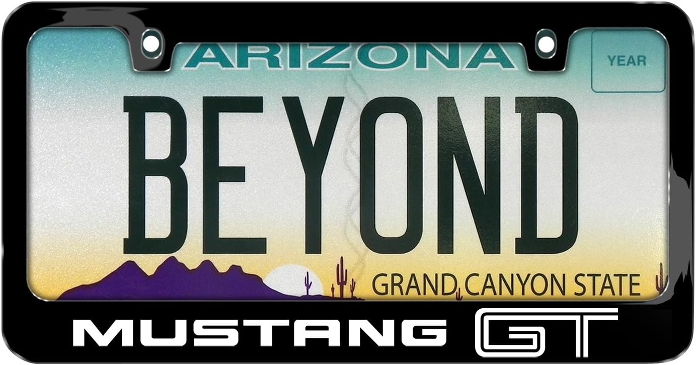 iPick Image for Ford Mustang GT UV-LED Printed American-Made Black Metal License Plate Frame