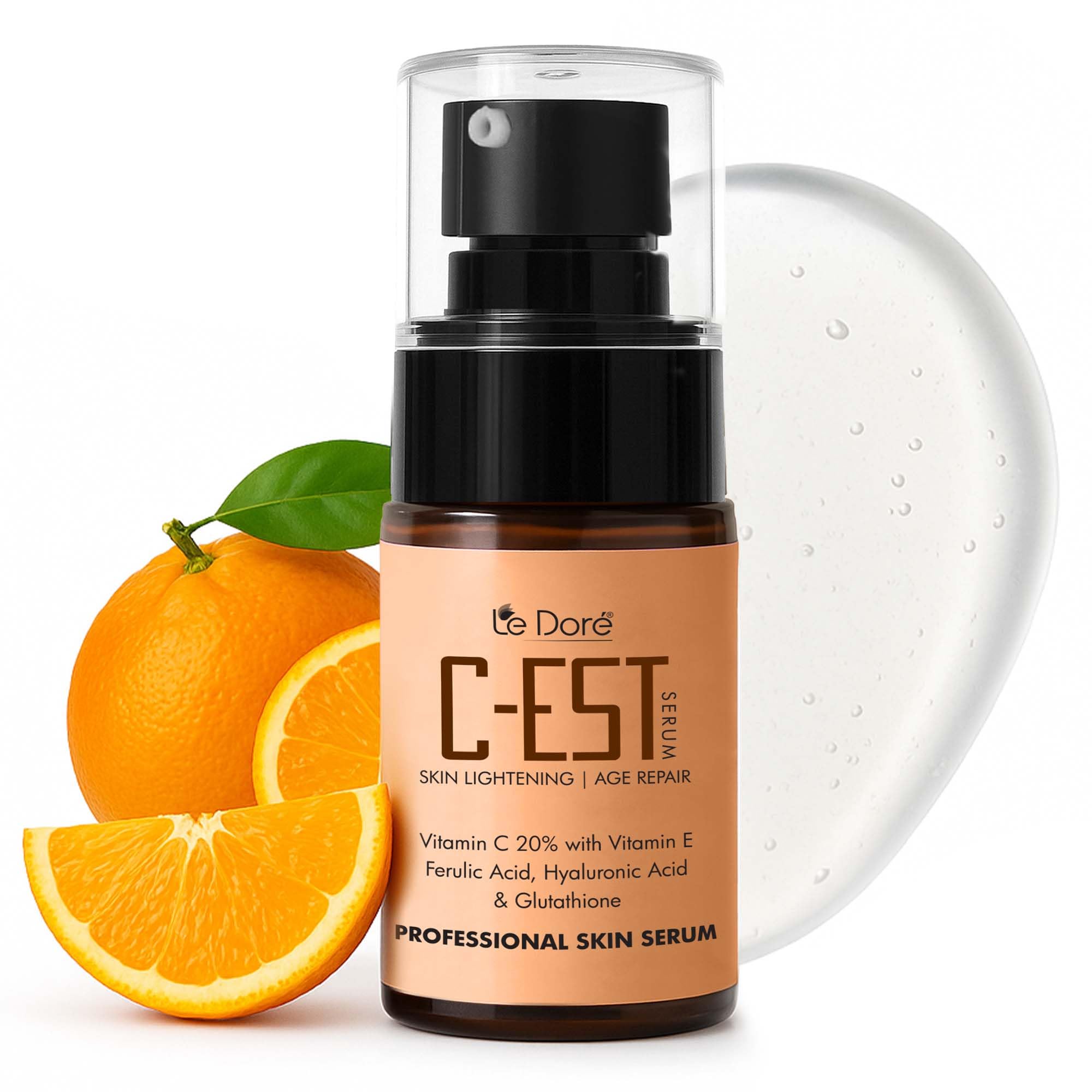 C-Est Serum - 20% Vitamin C with Vitamin E, Ferulic Acid, Hyaluronic Acid, and Glutathione - Anti-Aging, Brightening, Hydrating Serum (30 ml)