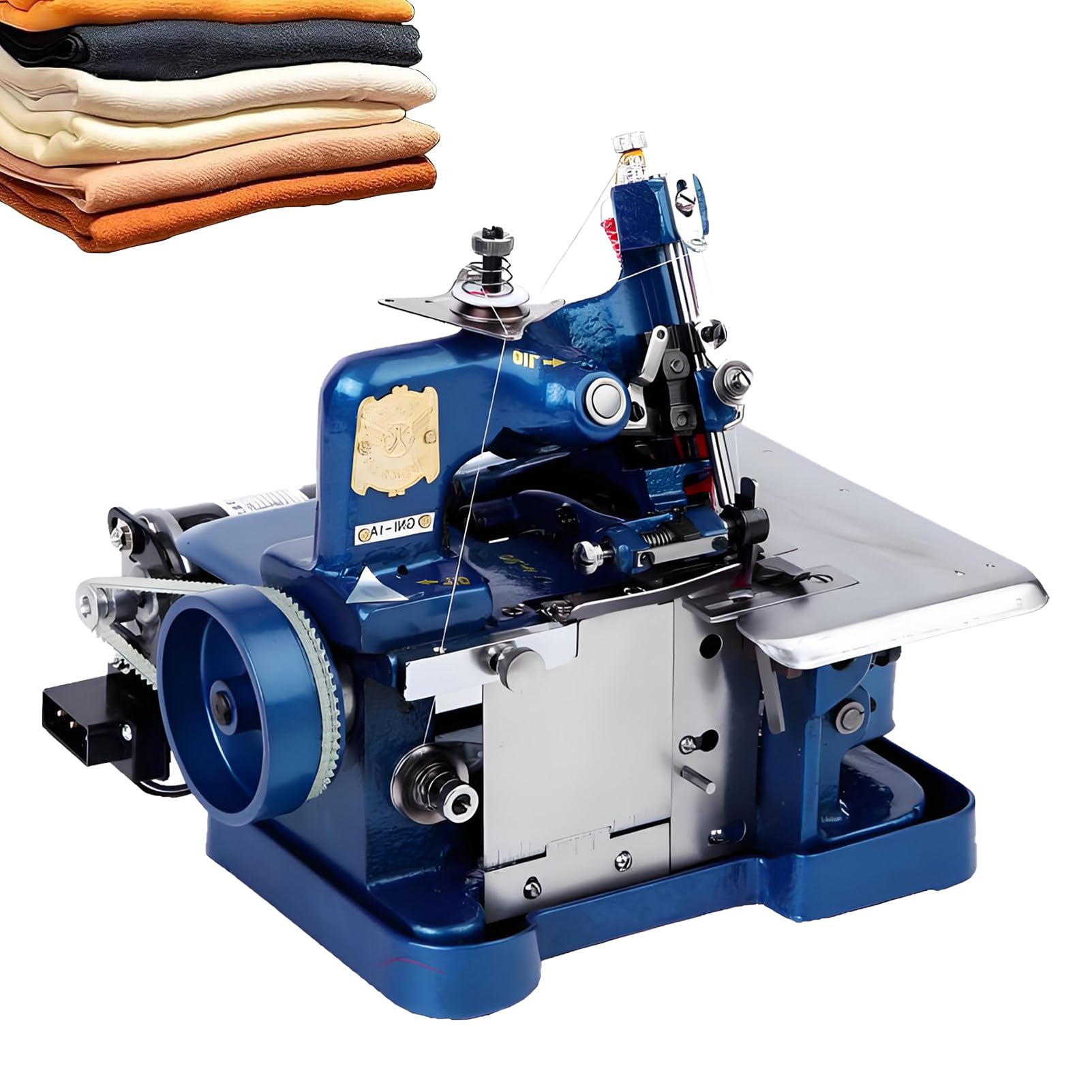 Remalladora Industrial con Dobladillo Enrollado y alimentación diferencial, máquina de Coser overlock de 3000 Puntadas por Minuto, Evita Arrugas en suéteres y Materiales sedosos Blue