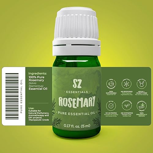 Miniatura 2 de Sz Essentials Aceite esencial de romero, 100% puro y natural, sin diluir, 0.2fl oz