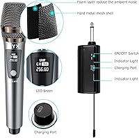 Vista 7 de JYX Máquina de karaoke con 3 micrófonos inalámbricos UHF, micrófono portátil de 5200 mAh, sistema PA recargable Bluetooth 5.0 con TWS, FM, REC