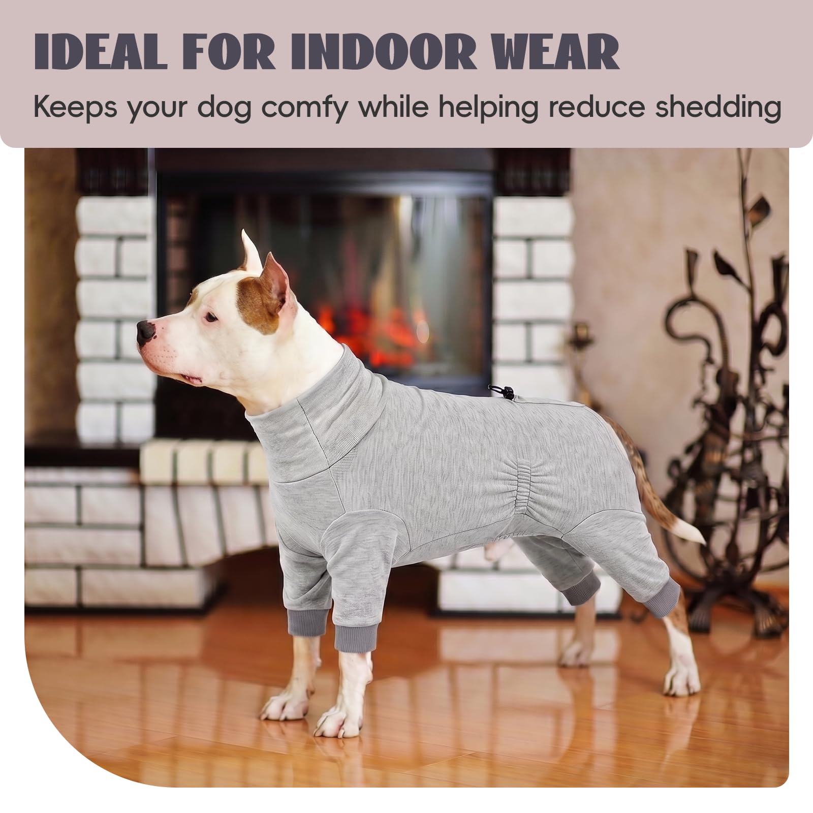 Pijama Perro Ligero 4 Patas para Perros Pequeños y Medianos, Mono Perro Suave y Elástico, Ideal para Casa, Dormir, Entretiempo, Subcapa y Anti Pelo, Gris Jaspeado 3XL