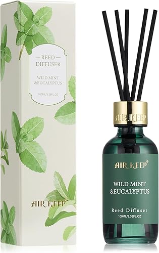 Miniatura 11 de Airkeep Juego de aceite difusor de varillas con varillas de caña, difusor de aroma de aceite de aromaterapia de vainilla para el hogar, oficina,