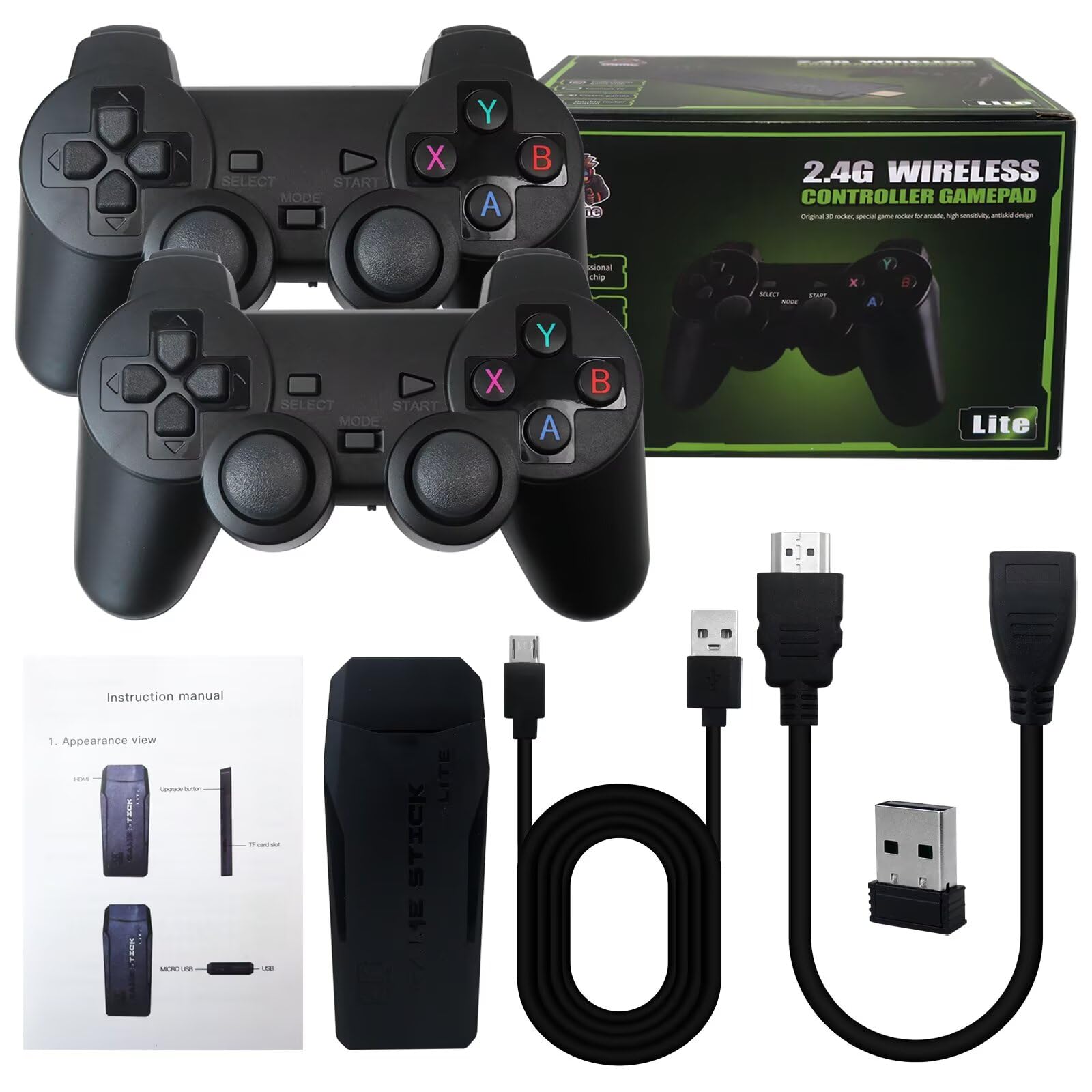 HaeKap Retro Gaming Console with 15 Built-in Emulators, Retro Game Stick 4K HDMI Output, Plug Play TV Video Gaming Stick with 20000+ Games, 2.4GHz Wireless Controller for Christmas Birthday Gift