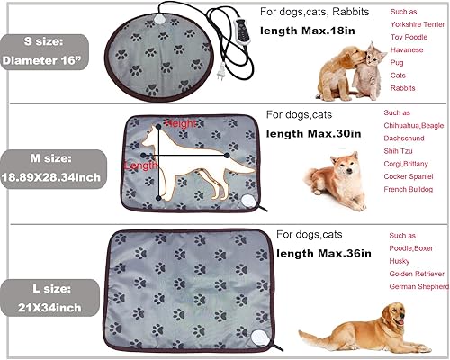 Miniatura 6 de Almohadilla térmica para mascotas para perros grandes y gatos, almohadilla térmica para cama de perro, almohadilla térmica eléctrica para perros con