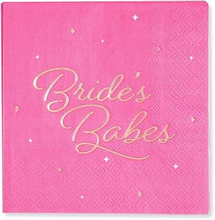 Stag & Hen Bachelorette Party Napkins | 24 Pack, 3-Ply Disposable Beverage Napkins | Bride's Babes Funny Tableware, Party Decor | Bridal Shower Gift, Engagement Party Favors, Ideas