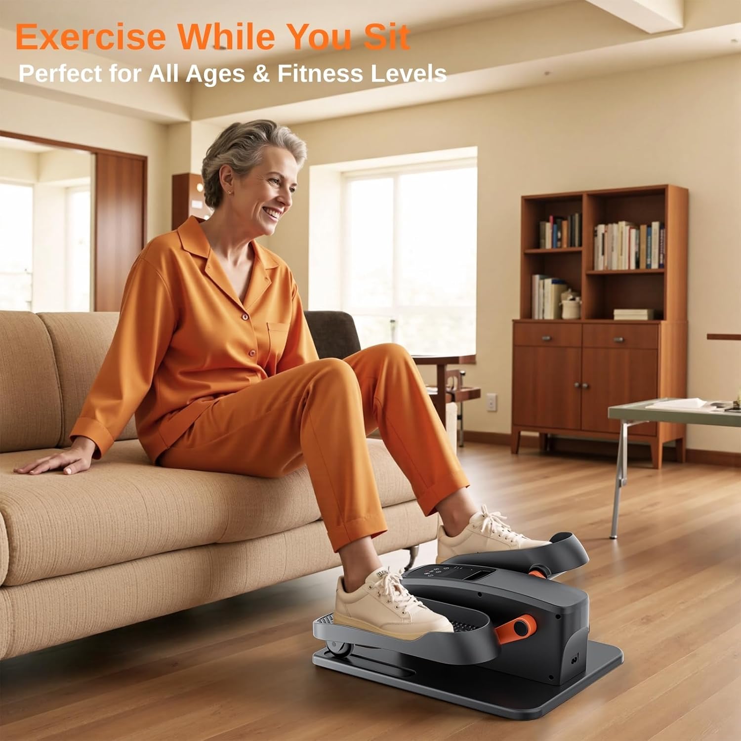 Under Desk Elliptical Machine, Electric Seated Pedal Exerciser with Remote Control & 12 Speeds, Quiet Portable Leg Exercise Machine for Seniors, as Seen on TV for Home and Office Use - Image 3