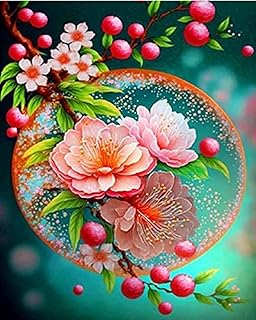 Jfiung 刺繍クロスステッチキット、人気 図案印刷 クロスステッチ キット、初心者 11CT DIY 上級者 手作 刺しゅうキット-ホームの装飾 - 40x50cm-桃の花