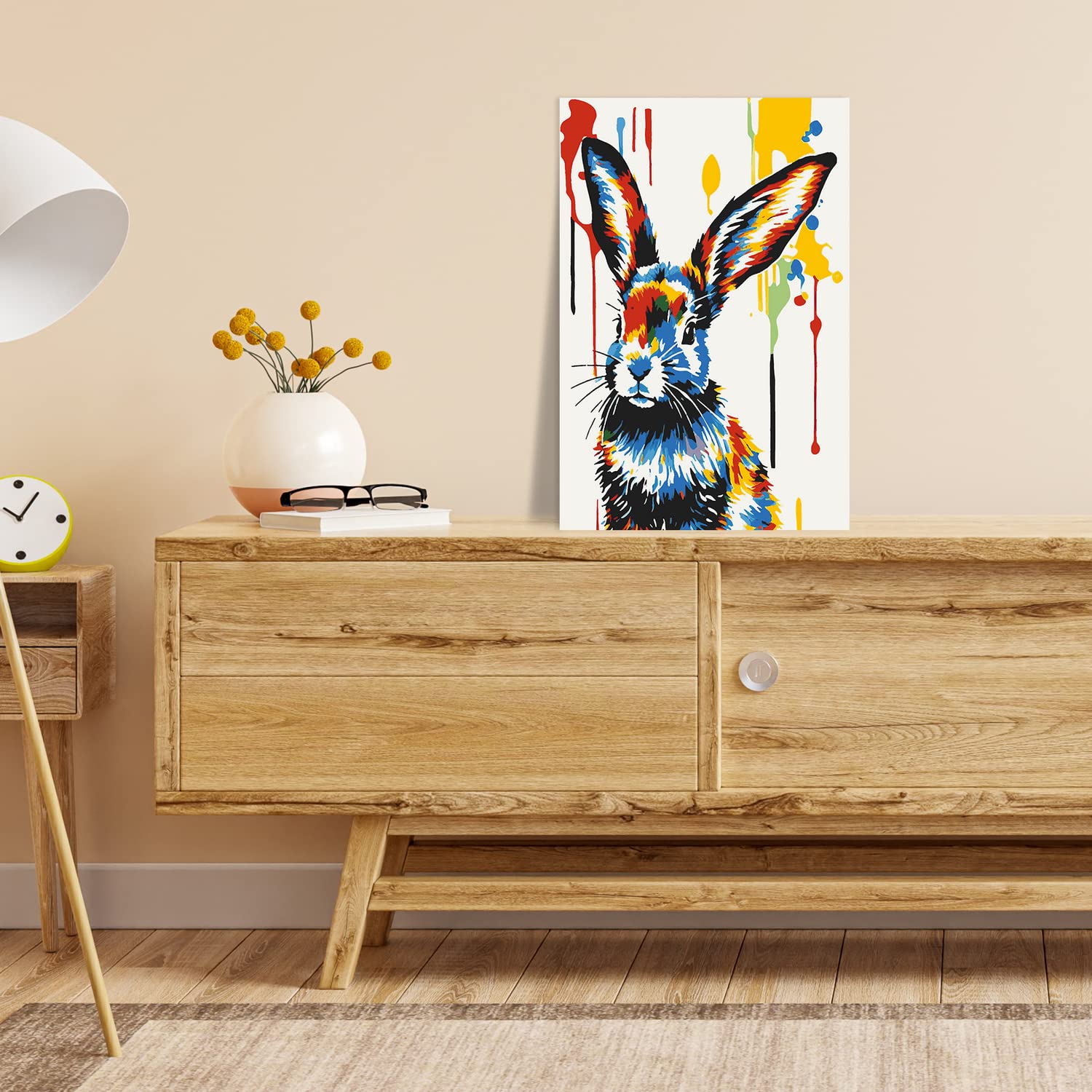 Malen nach Zahlen Erwachsene - Hase Hans 60 x 40 cm Verschiedene Größen Premium-Malset mit Rahmen, Hergestellt in unserer Produktion in Deutschland, Kreative