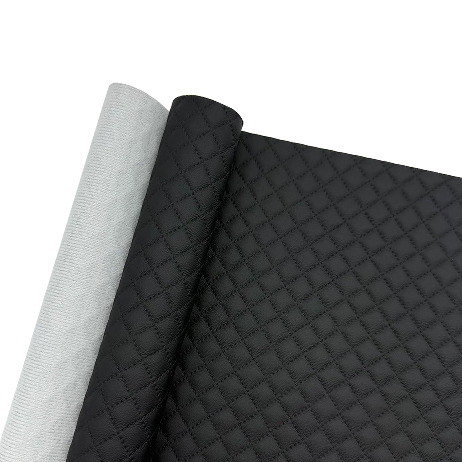 Tela de piel sintética suave de 16 x 54 pulgadas, vinilo acolchado a cuadros para motocicleta, sofá, bolsas, sillas, asientos de coche, tapicería, manualidades (negro)
